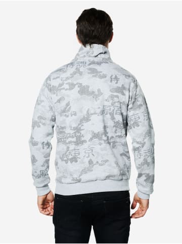 KOROSHI Sweatshirt aus Baumwoll. Muster in Hellgrau meliert / light grey melange