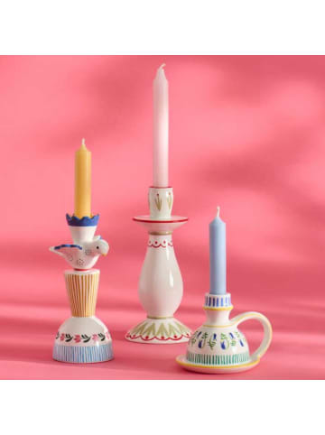 IB Laursen Kerzenhalter VOGEL Weiß Gelb für 1 Kerze 20x10 cm