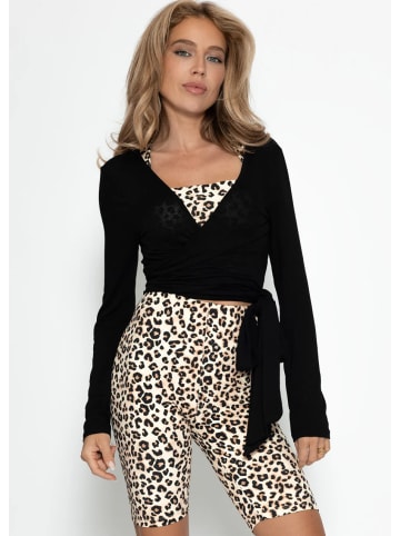 SASSYCLASSY Langarm Shirt zum Wickeln in Schwarz