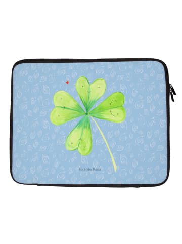 Mr. & Mrs. Panda Notebook Tasche Blume Kleeblatt ohne Spruch in Blau Pastell