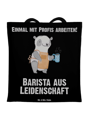 Mr. & Mrs. Panda Shopping Tasche Barista Leidenschaft mit Spruch in Schwarz