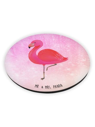 Mr. & Mrs. Panda Rund Magnet Flamingo Classic ohne Spruch in Aquarell Pink