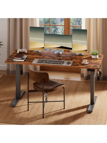 VASAGLE Stehtisch Balok in Braun - (B)140 x (H)(72-120) x (T)60 cm