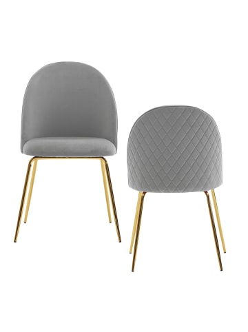 KADIMA DESIGN Design Esszimmerstuhl 2er Set Samt Gepolstert, Küchenstuhl Stoff in Grau