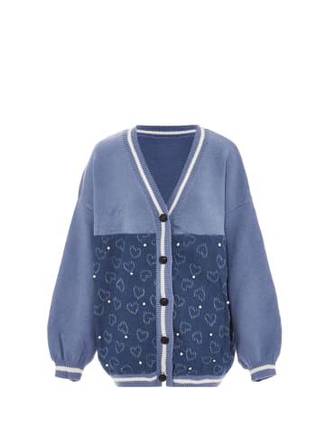 SANIKA Strickjacke in Denim Wollweiss