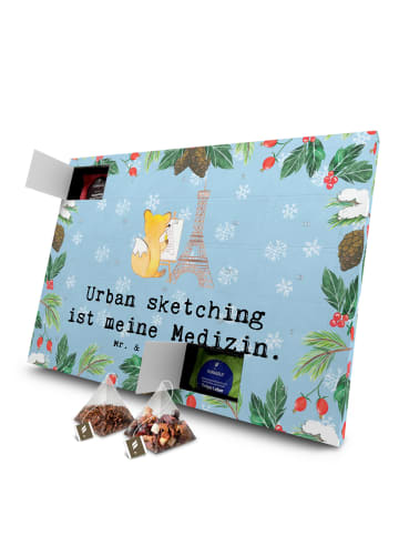 Mr. & Mrs. Panda Tee Adventskalender Fuchs Urban sketching mit S... in Eisblau