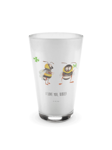 Mr. & Mrs. Panda Glas Bienen Paar mit Spruch in Transparent