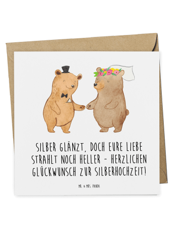Mr. & Mrs. Panda Deluxe Karte 25. Hochzeitstag Silberne Hochzeit... in Weiß