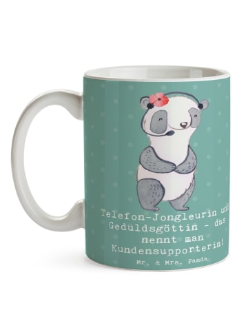 Mr. & Mrs. Panda Tasse Meisterin Kundensupport mit Spruch in Meeresbrise
