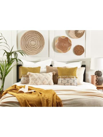 Beliani Dekokissen WOODI in Gelb/Schwarz/Weiß - (W) 45 x (H) 10 x (L) 45 cm