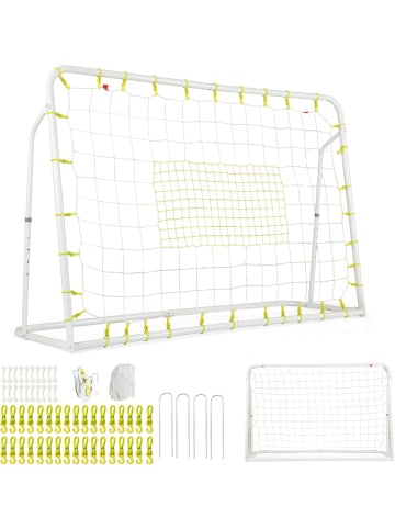 COSTWAY 2 in 1 Fußballtor & Rebounder in Weiß