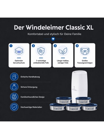 Kinderhaus Blaubär Angelcare TOP Windeleimer Classic XL mit Nachfüllkassette