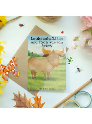 Mr. & Mrs. Panda Glückwunschkarte Sternzeichen Stier Design mit ... in Weiß