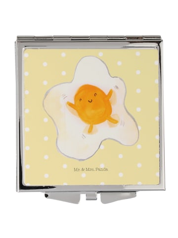 Mr. & Mrs. Panda Handtaschenspiegel quadratisch Spiegelei Ei ohn... in Gelb Pastell