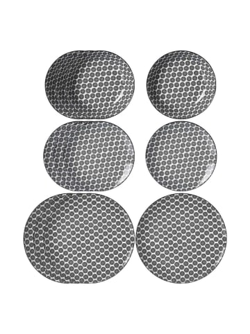 Ritzenhoff & Breker 12er Set Teller-Set Takeo Circles schwarz-weiß in schwarz-weiß