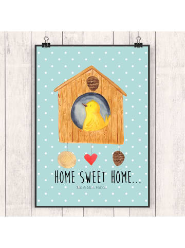 Mr. & Mrs. Panda wanddeko Vogelhaus Home mit Spruch in Türkis Pastell