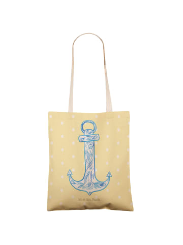 Mr. & Mrs. Panda Strandtasche Anker Blau ohne Spruch in Gelb Pastell