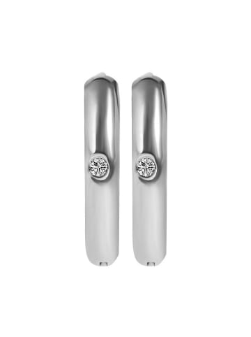 Adeliás Damen Ohrringe – Klappcreole aus Edelstahl mit Strass Steinchen in silber