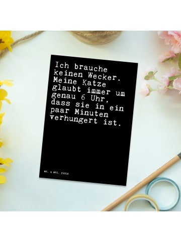 Mr. & Mrs. Panda Ansichtskarte Ich brauche keinen Wecker.... mit... in Schwarz