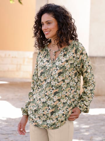WITT WEIDEN Druckbluse in khaki-sand-bedruckt