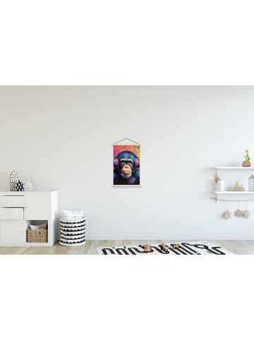 MuchoWow Poster mit Leiste Bunte Schimpanse