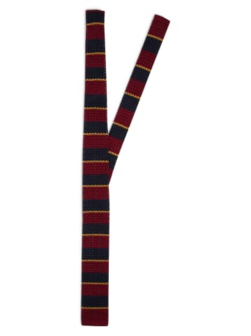 Finshley & Harding London Krawatte und Einstecktuch in marine bordeaux - 0001