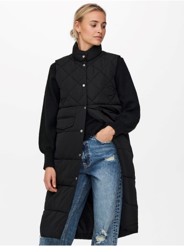 ONLY Lange Steppweste Winterjacke ohne Ärmel in Schwarz