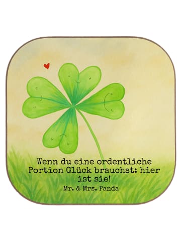 Mr. & Mrs. Panda Quadratischer Untersetzer Blume Kleeblatt Desig... in Weiß