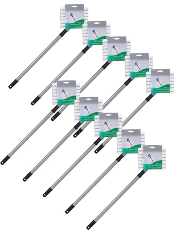 Novaliv Novaliv 10x Fliesenreiniger Bad Wand mit Teleskopstiel inkl Mikrofaser in Silber