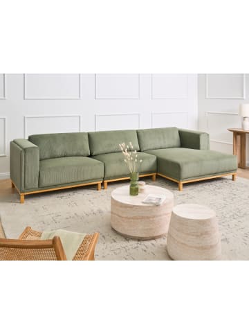 Beliani Ecksofa VENG in Grün/Braun - (W) 347 x (H) 84 x (L) 156 cm