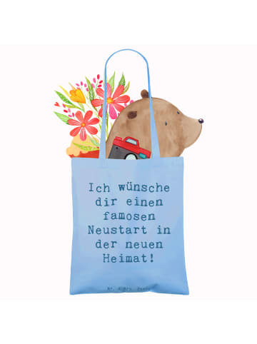 Mr. & Mrs. Panda Schultertasche Spruch Neustart Umzug mit Spruch in Sky Blue