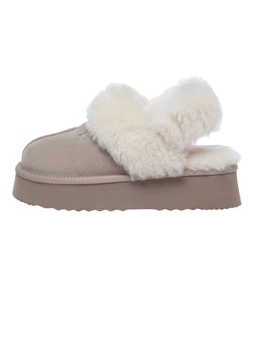 EVERAU Australia Leder Hausschuhe Mit Zwei Abnehmbaren Riemen - Fantail in Sand