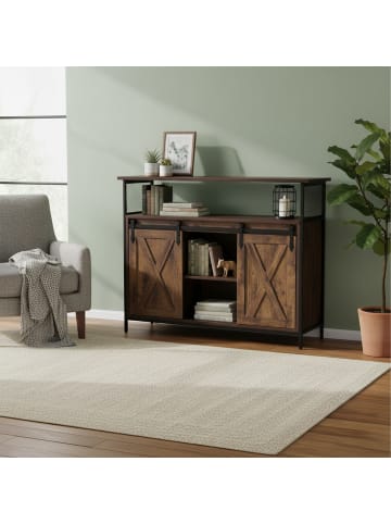 relaxdays Sideboard in Braun/ Schwarz - (B)100 x (H)80 x (T)33 cm