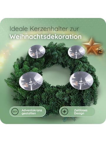 Novaliv 12x Kerzenpick Dorn 10cm Silber Adventskranz Adventskerzenhalter Kerze in Silber