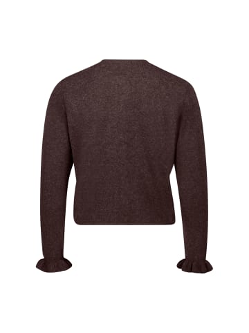 Zero  Strickjacke mit Rüschen in Dark Brown Melange