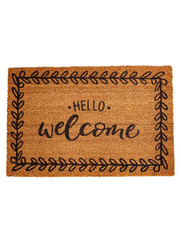 MD-Entree Türmatte aus Kokos mit Spruch Hello Welcome in Beige