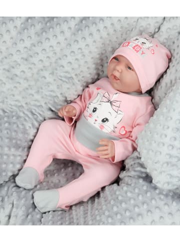 TupTam Baby Bekleidungsset Langarmbody Hose Mütze3 teilig in apricot
