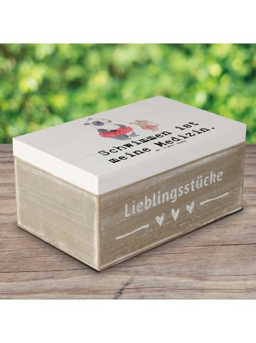 Mr. & Mrs. Panda Holzkiste mit Deckel Otter Schwimmen mit Spruch in Weiß
