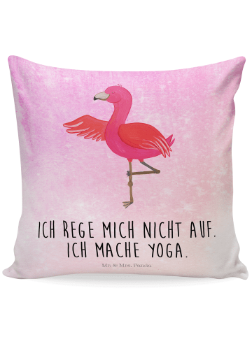 Mr. & Mrs. Panda Kuschelkissen 40x40 Flamingo Yoga mit Spruch in Aquarell Pink