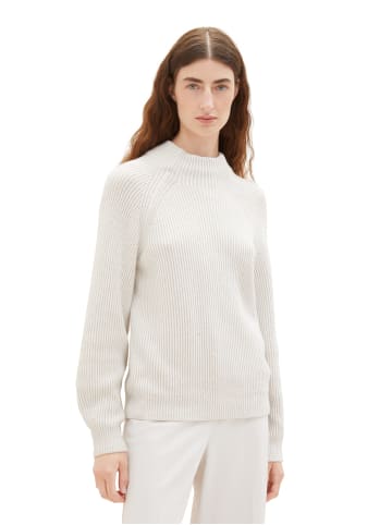 Tom Tailor Strickpullover Basic Rundhals Stretch Sweater in Weiß