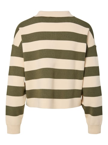 Pieces Langarm-Poloshirt in Sphagnum