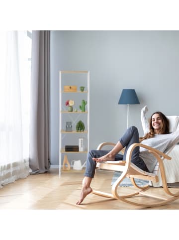 relaxdays Standregal in Weiß/ Natur - (B)50 x (H)180 x (T)35 cm