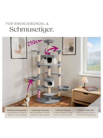 tectake Katzenbaum Fippi 201 cm Diverse Farben  grau-Weiss