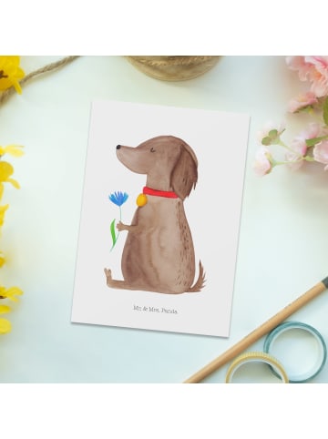 Mr. & Mrs. Panda Grußkarte Hund Blume ohne Spruch in Weiß
