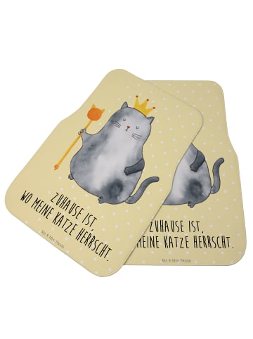 Mr. & Mrs. Panda Fußmatte Fürs Auto Katze König mit Spruch in Gelb Pastell