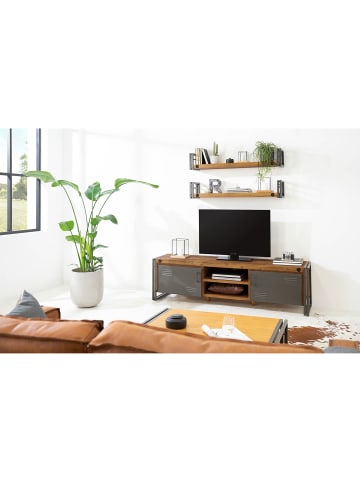 home24 home24 Wandboard mit Seitenleisten aus Akazie massiv und Metall im Industrial-Stil in Akazie