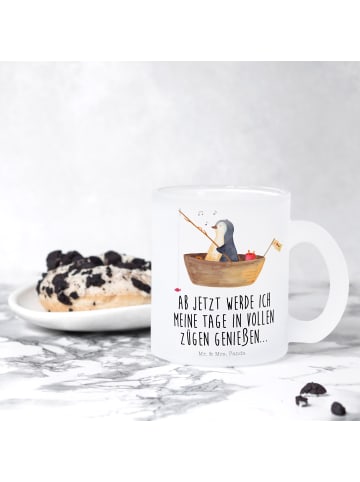 Mr. & Mrs. Panda Teetasse Pinguin Angelboot mit Spruch in Transparent