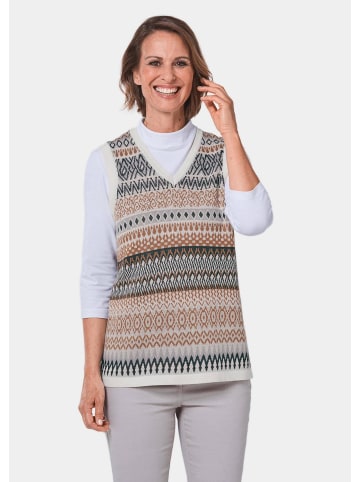GOLDNER Pullunder Wunderschöner Pullunder mit Jacquardmuster in grau / camel / gemustert