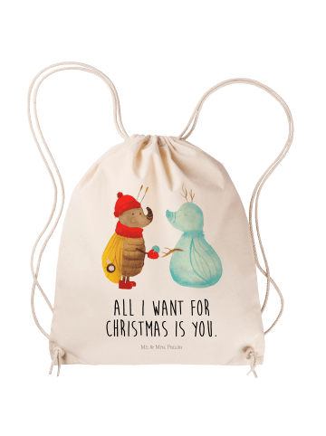 Mr. & Mrs. Panda Jutebeutel Nachtfalter Schneemann mit Spruch in Creme