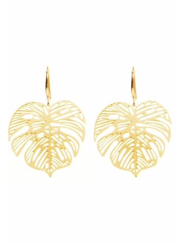 Gemshine Ohrringe Monstera tropisches Blatt in gold coloured